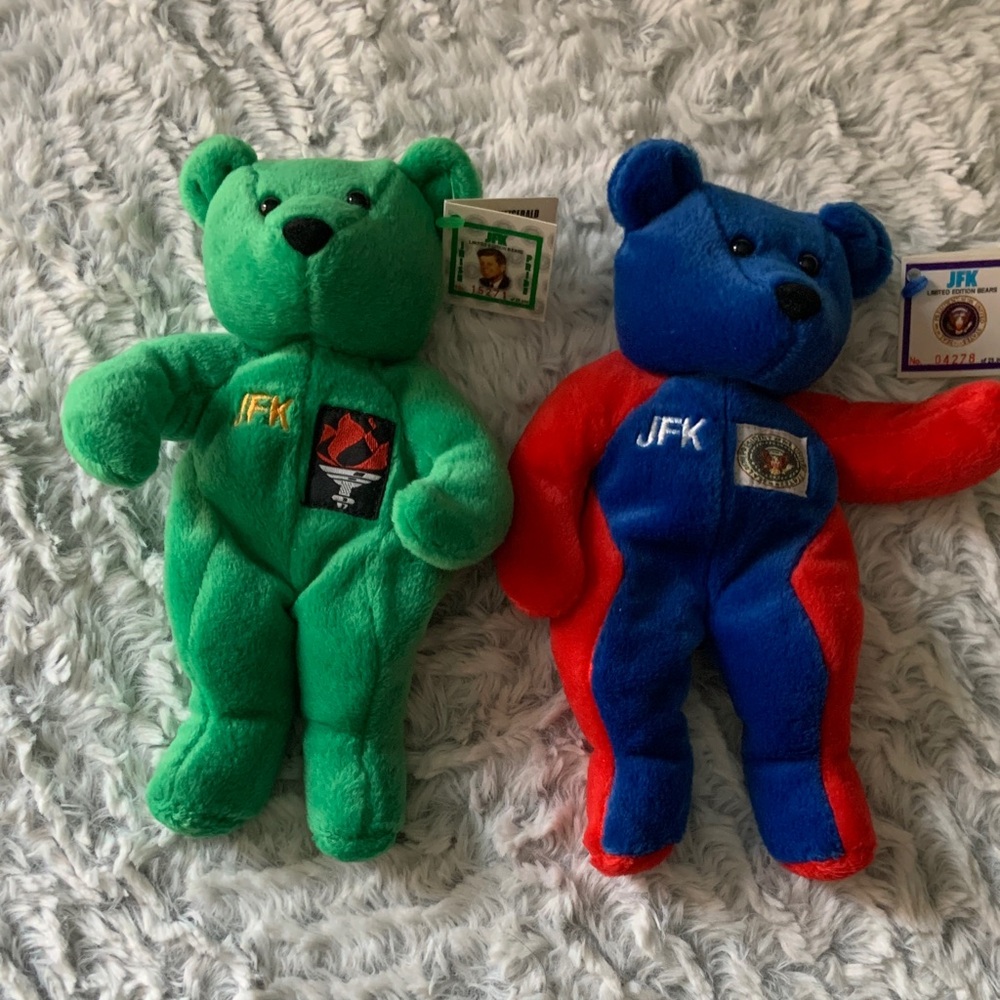 2 Vintage John F Kennedy Beverly Hills Plush Teddy Bears limited to 25000